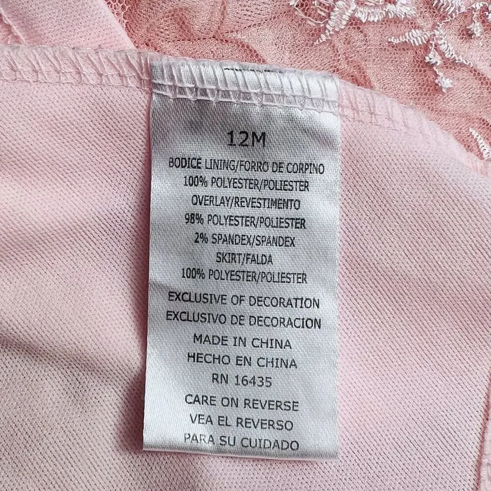 🌵3/$20 Nannette Baby Dress Girls 12 Months Pink Embroidered Tulle Party Shimmer